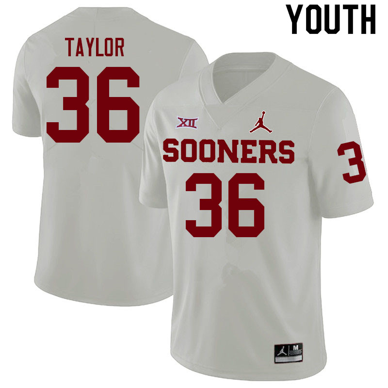Youth #36 Ty Taylor Oklahoma Sooners College Football Jerseys Sale-White - Click Image to Close